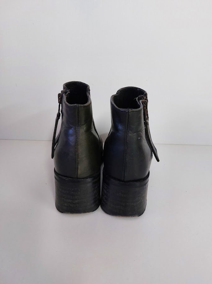 Topshop Black Pleather Ankle Boots - 37 image 2