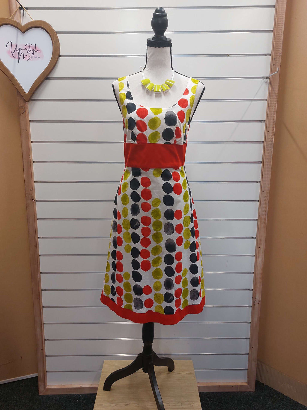 Spotty dress with Red Hem and Waist - 10 image 0