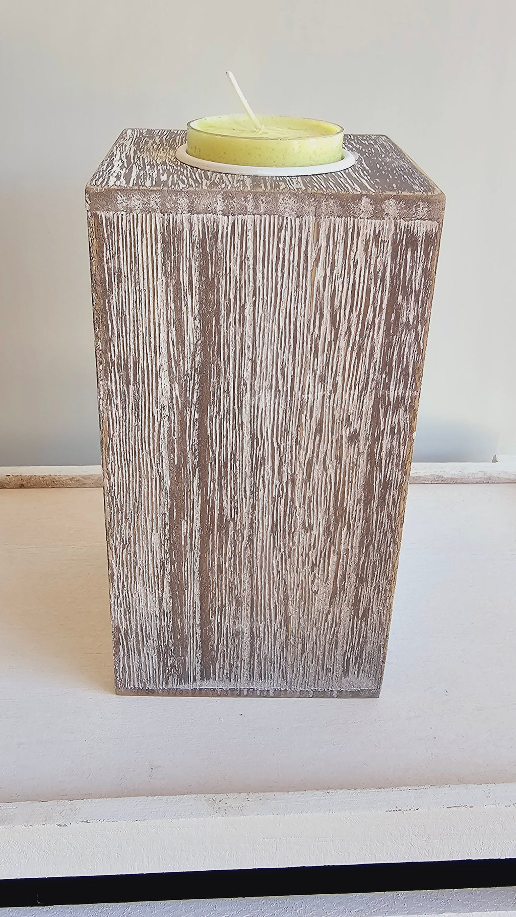 Shabby Chic Candle Holder with Light Green Candle image 3