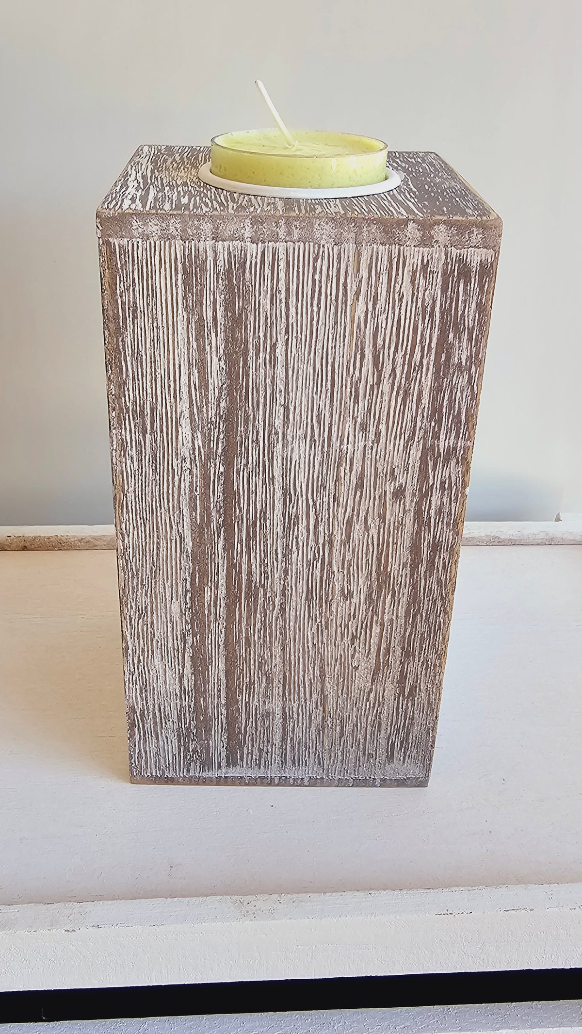 Shabby Chic Candle Holder with Light Green Candle image 3