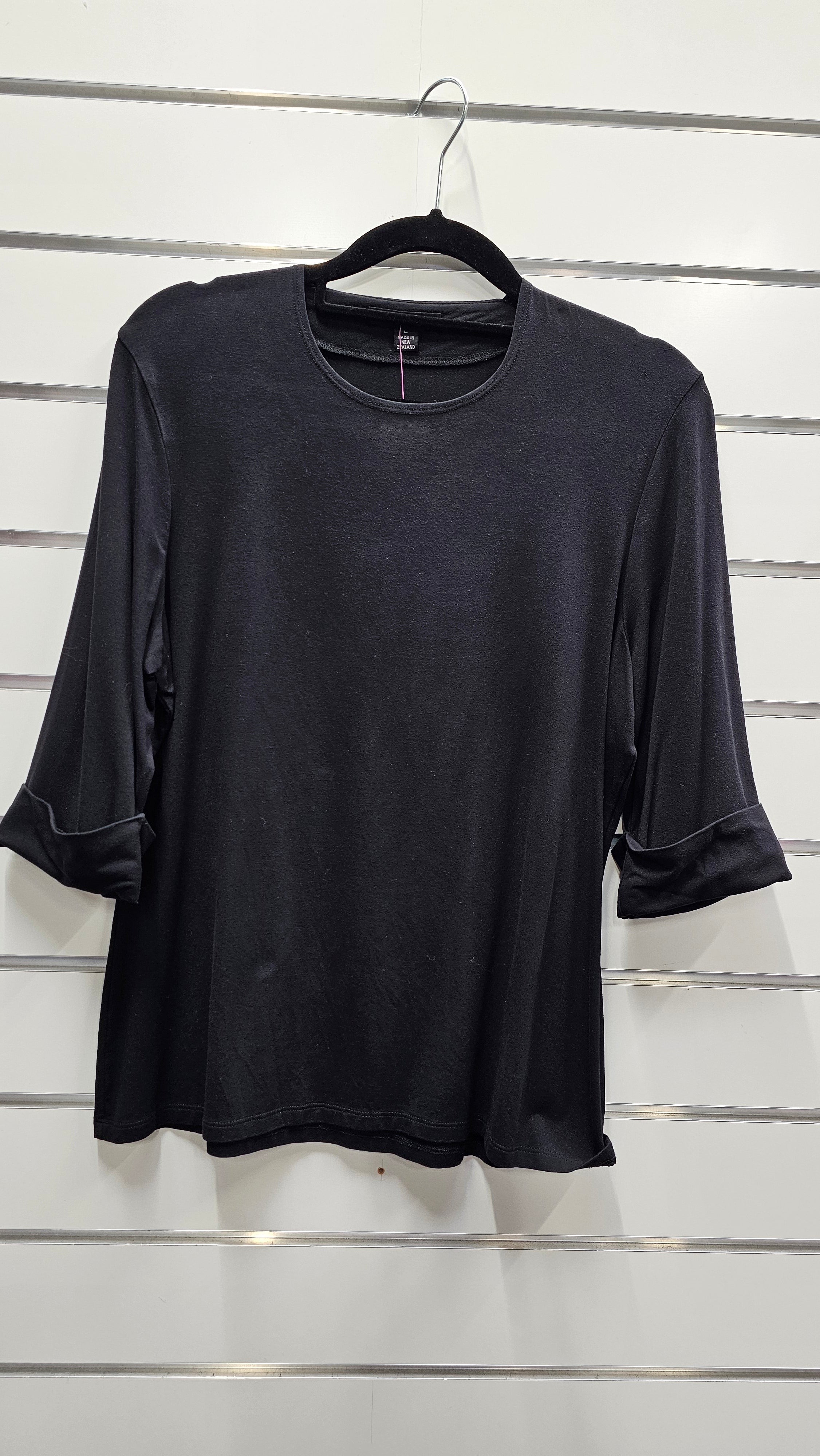 Paula Ryan 3/4 Sleeve Black Top - L image 0