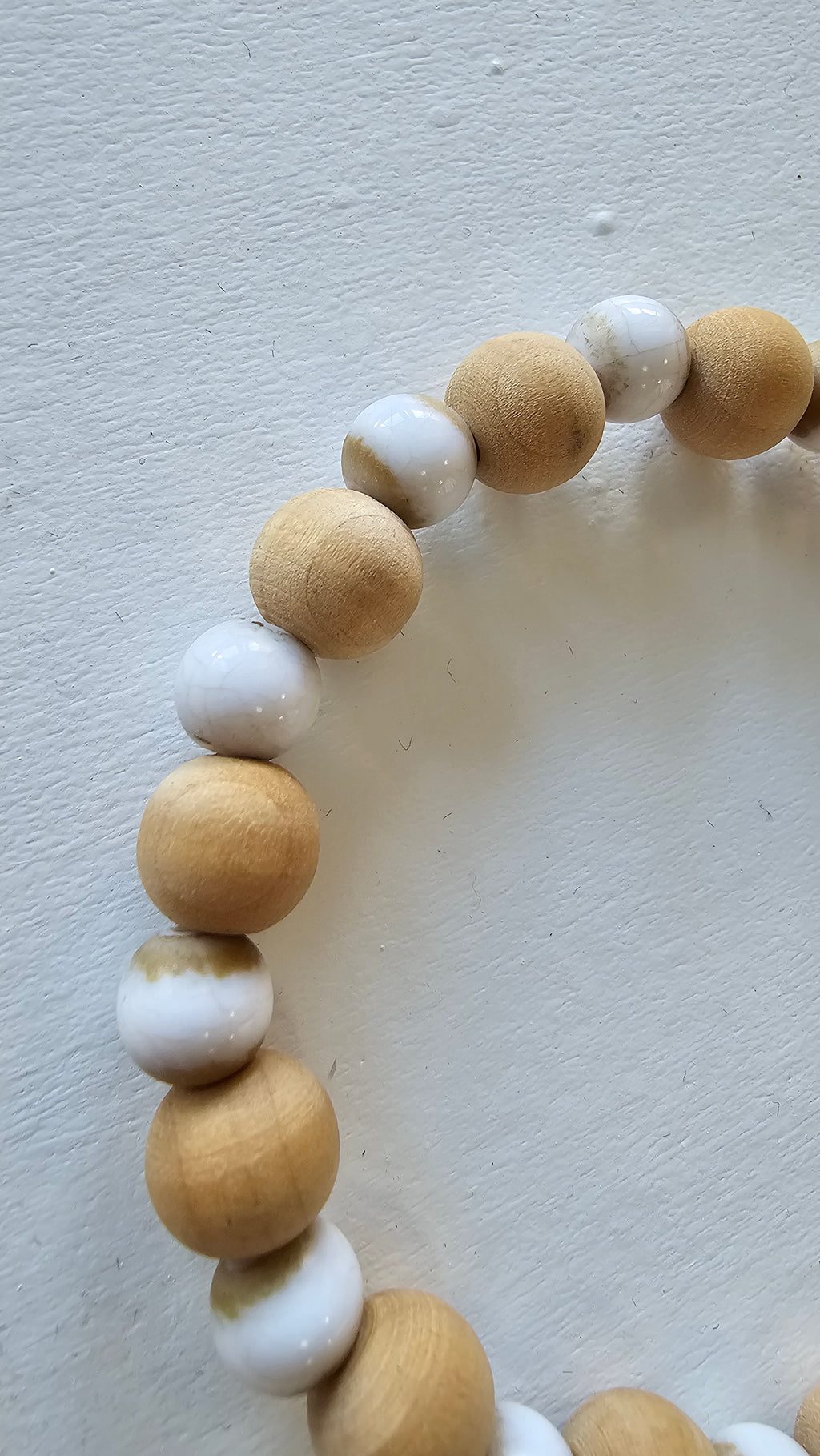 Cream Wood And Stone Beaded Bracelet image 1