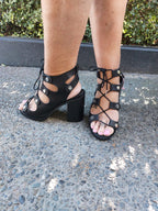 Lipstick Black Leather Block Heels - 40 image 2