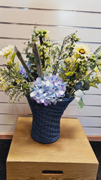 Blue Hydrangea Spring Arrangement in Blue Vase image 1