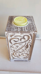 Shabby Chic Candle Holder with Light Green Candle image 1