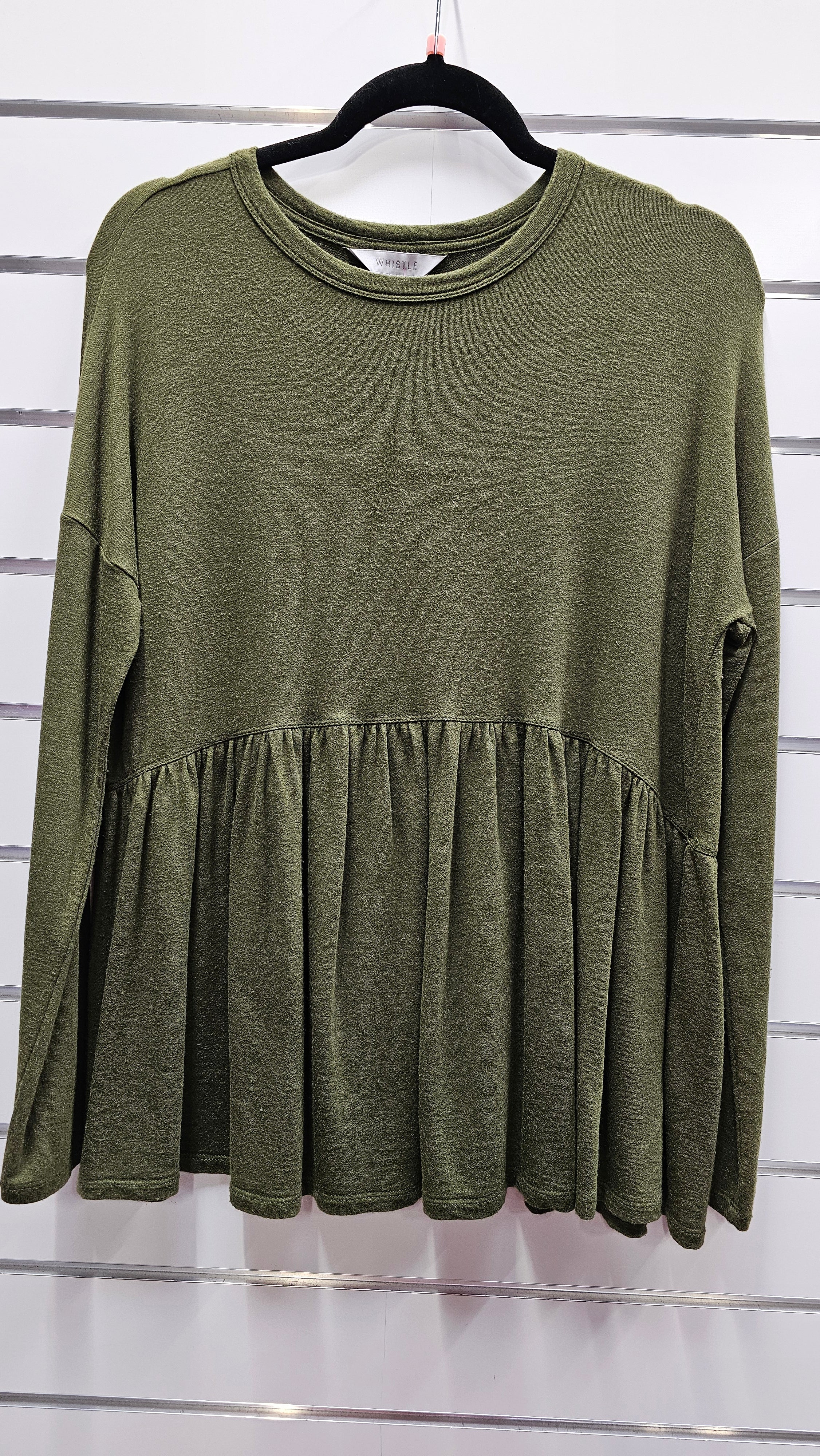 Whistle olive green long sleeve top - size S image 0