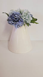 Cream Vase with Blue Peonies Floral Arrangement image 0