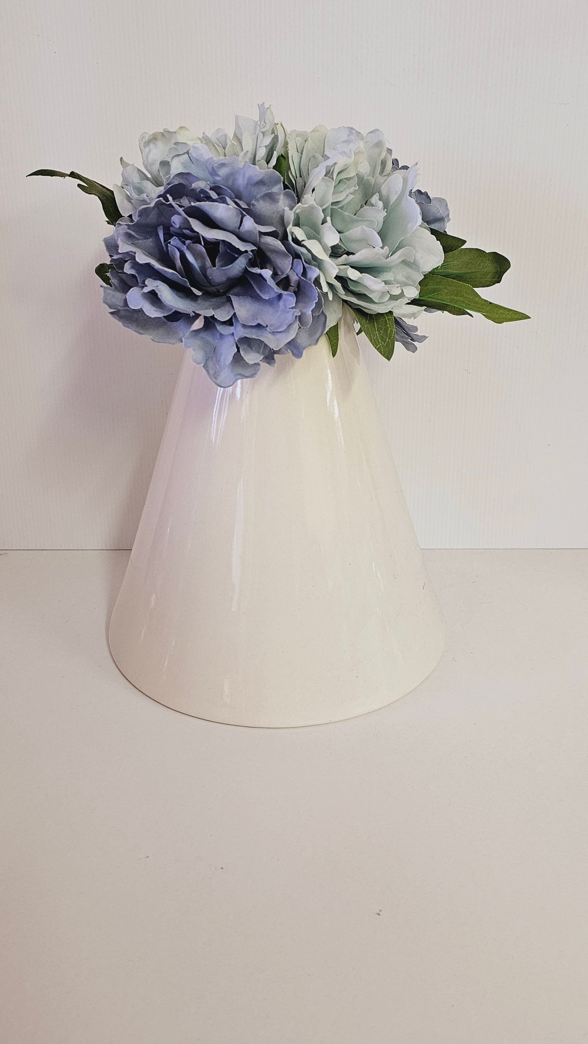 Cream Vase with Blue Peonies Floral Arrangement image 0