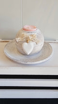 Shabby Chic Candle Holder with Pink Candle image 0