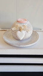 Shabby Chic Candle Holder with Pink Candle image 0