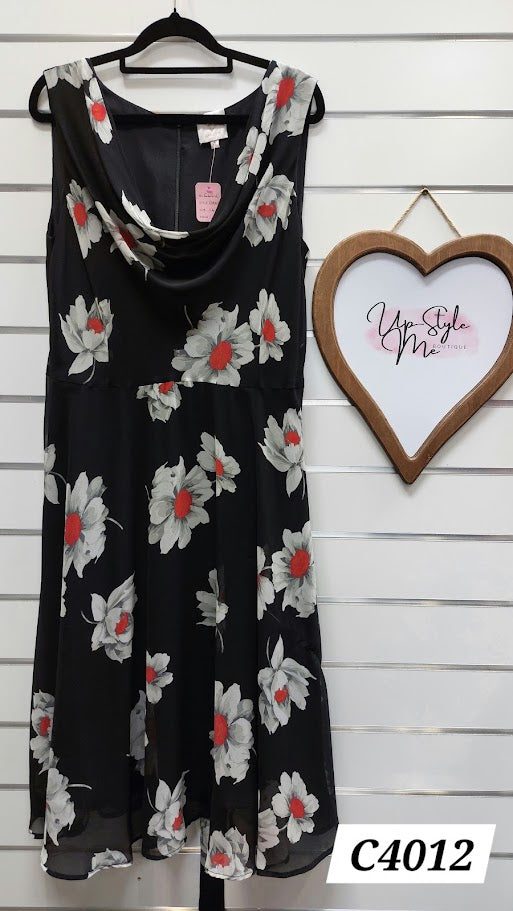Harlow Black Dress with Flowers - 14