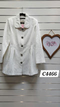 Concept White Long Jacket with Silver Buttons - 16
