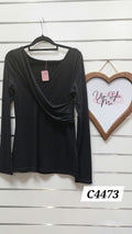 Black Long sleeve top with criss cross