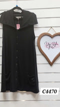 Ella Black Knitted top with pockets & Buttons - M