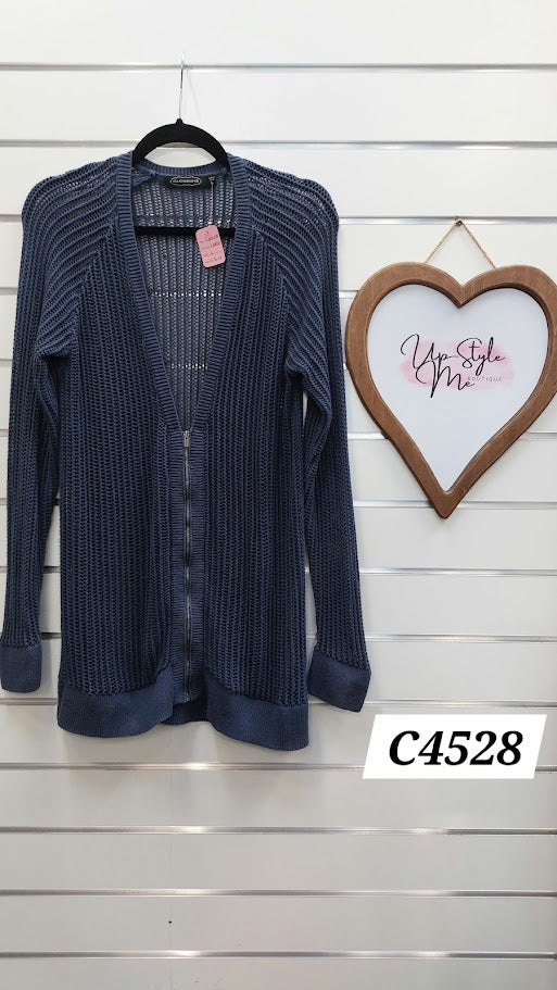 Glassons Blue Knitted Cardi with Front Zip - L