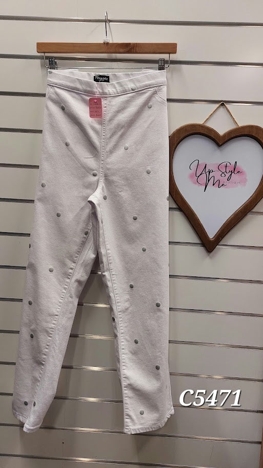 Threadz White and Silver Spotty Pants - 2XL