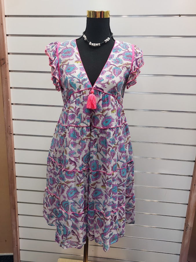 Place Du Soleil Purple Flower Dress - S