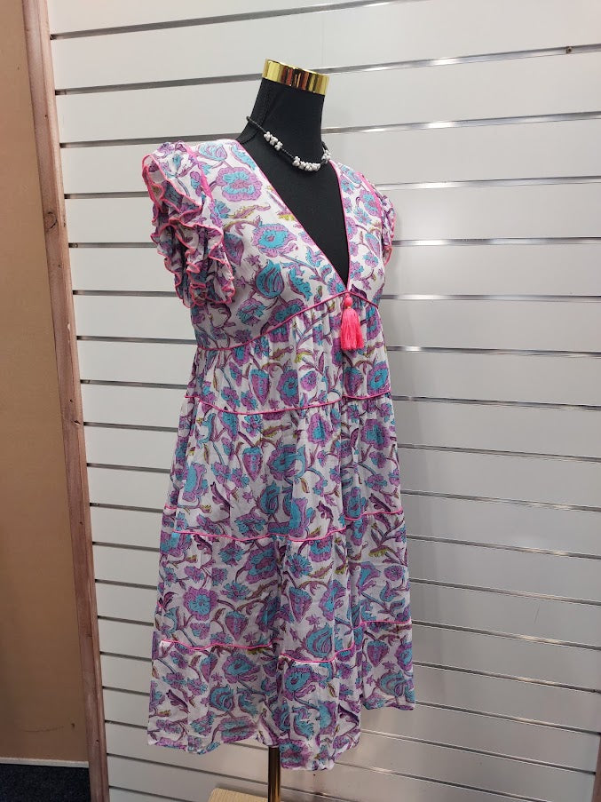 Place Du Soleil Purple Flower Dress - S