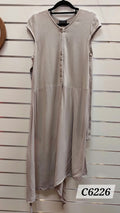 Mild-red Grey Knited & Chiffon Dress - 10