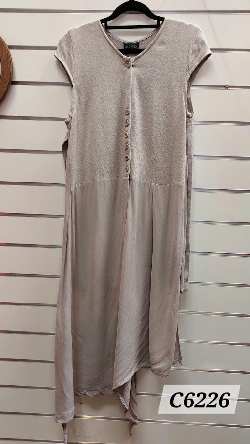Mild-red Grey Knited & Chiffon Dress - 10