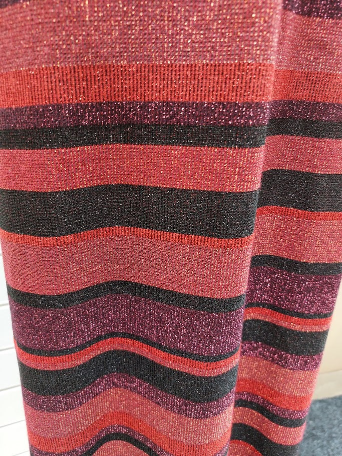 Dixie Red, Black, Purple and Gold 52% viscose Sleeveless shiny dress - S