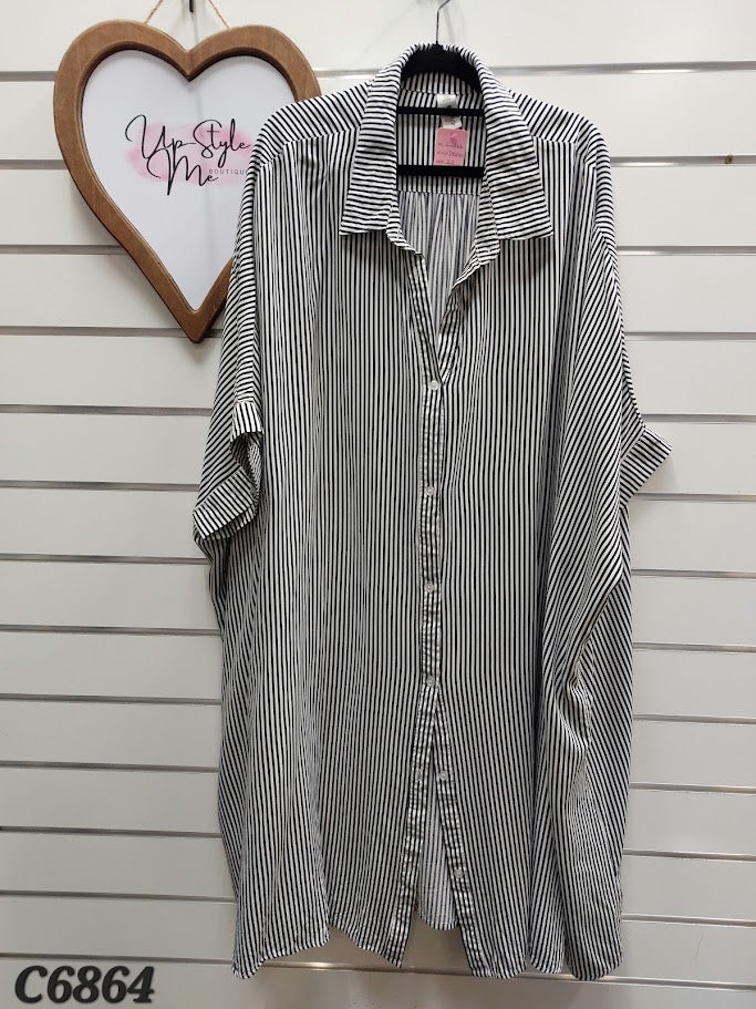 Elm Black/White Stripe Shirt Dress -22