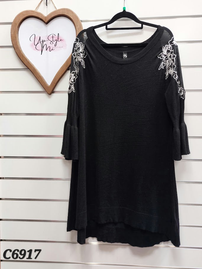 TS Black 3/4 Sleeve Top -XL