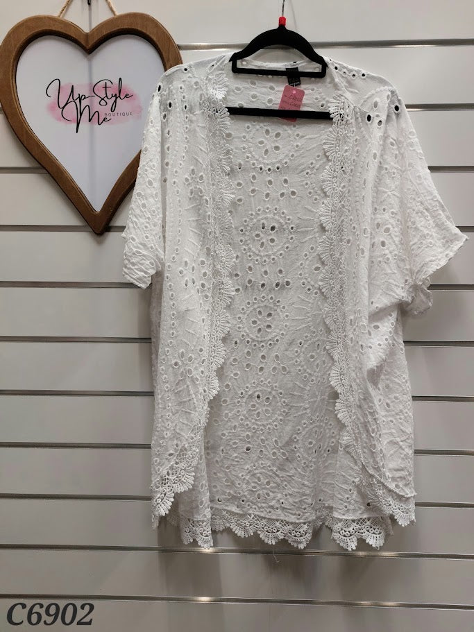 Shein White Lace Cardigan -L
