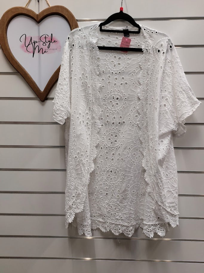 Shein White Lace Cardigan -L