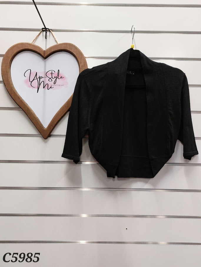 Foil Black S/S Crop Cardi - M