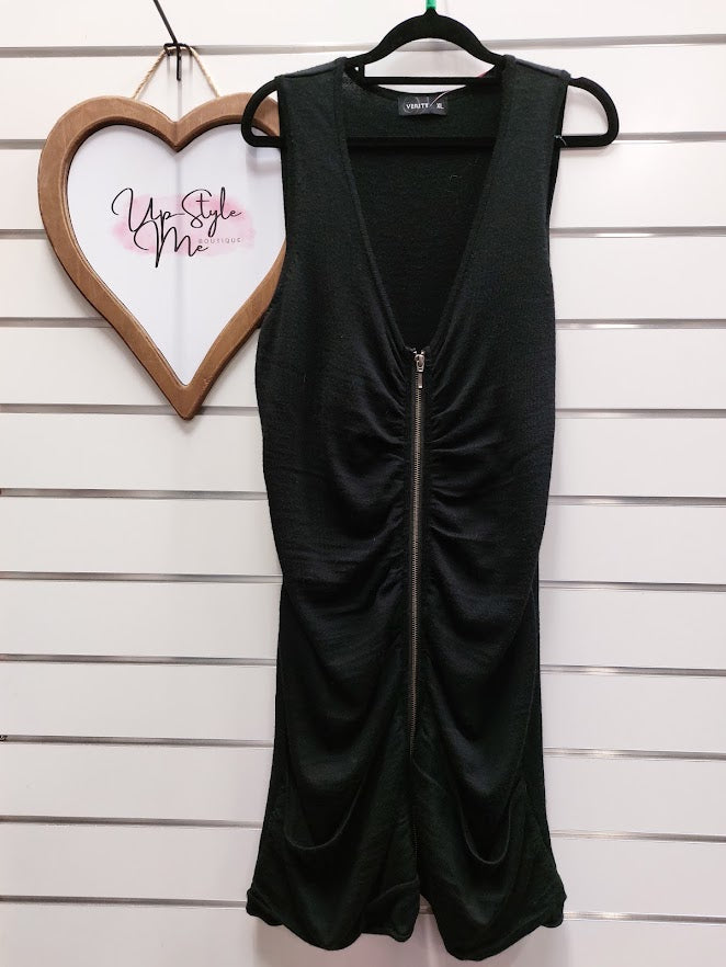 Verity Black Black merino wool sleeveless vest - XL