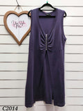 Verity Purple Wool Blend Long Over Top Short Sleeve, ZipDown Bust - XL