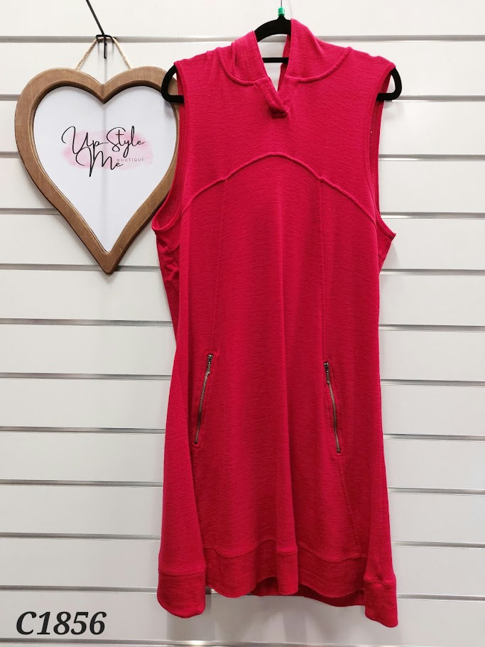Foil Red Merino Hooded Tunic - XL