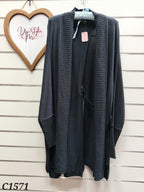 Emerge Navy Knit Open Cardigan - L