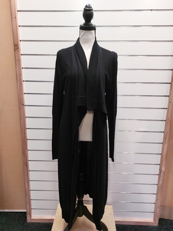 Augustine Black Merino Long Cardigan - L
