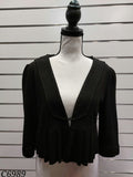 David Pond Black Knit Bolero Pleated at the back, Long Sleeve Cropped Length - 12