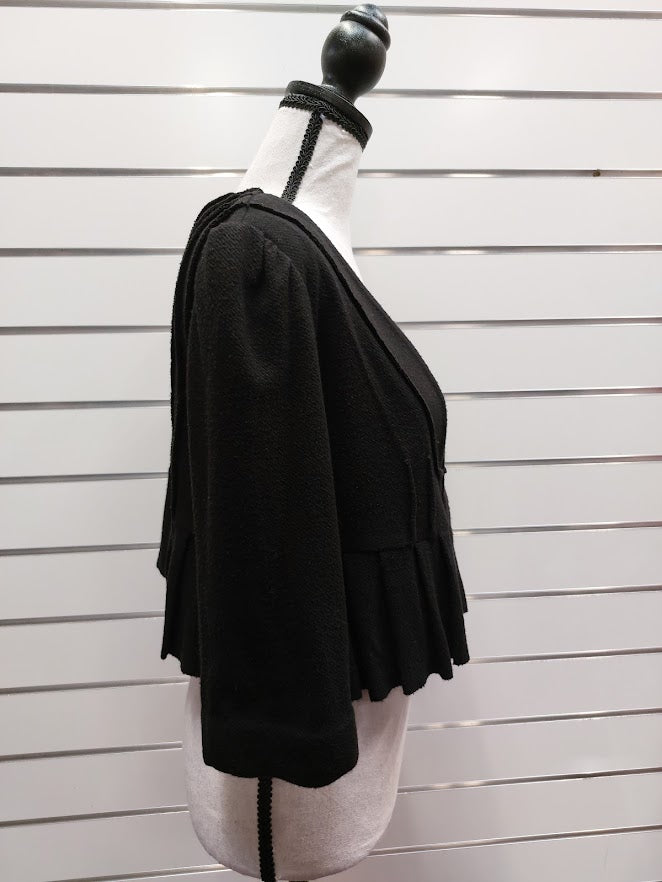 David Pond Black Knit Bolero Pleated at the back, Long Sleeve Cropped Length - 12