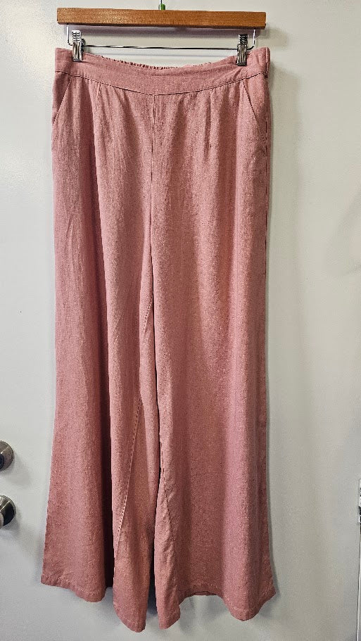 H&H dusky pink linen blend pants