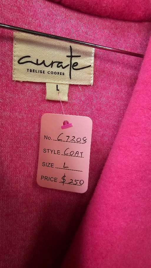 Trelise Cooper hot pink coat with a belt - size L