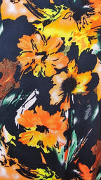 Freez Black Orange Bright Orange Short Sleeve Oversized Dress - MED