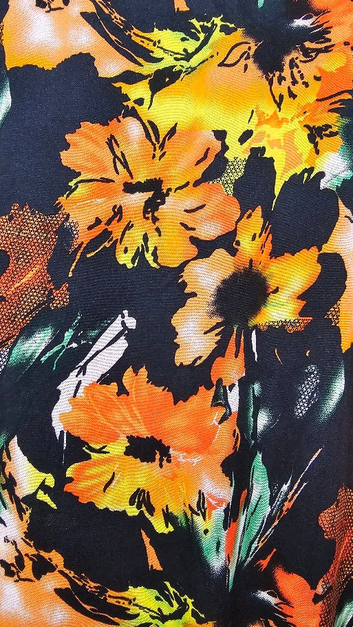 Freez Black Orange Bright Orange Short Sleeve Oversized Dress - MED