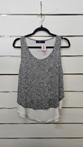 Decjuba Grey White Sleeveless Layered Top with Shimmer - LG