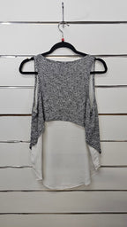 Decjuba Grey White Sleeveless Layered Top with Shimmer - LG