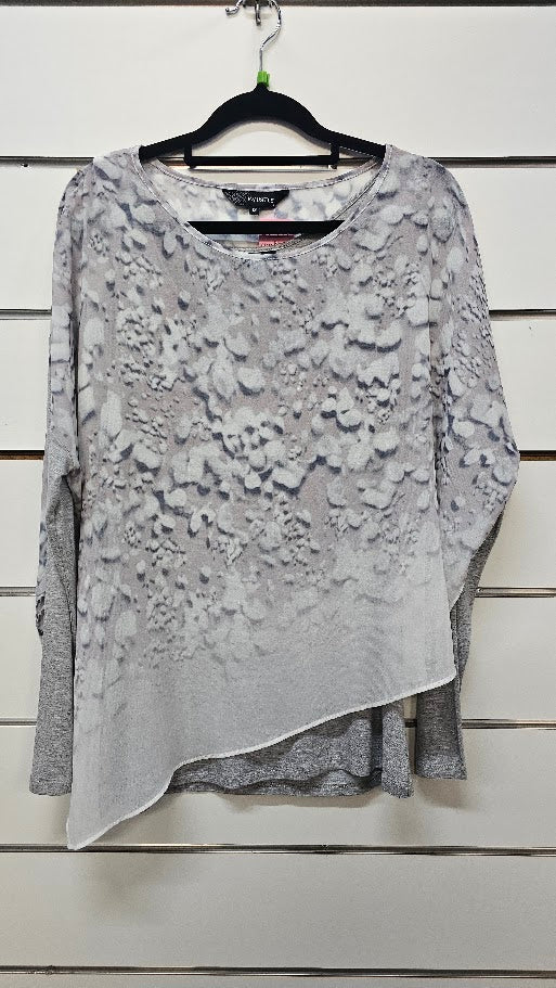 Whistle Grey Sleeveless Chiffon Overlay with Cotton T-Shirt Underneath - 12