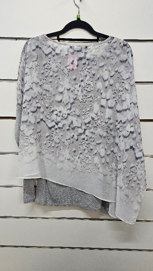 Whistle Grey Sleeveless Chiffon Overlay with Cotton T-Shirt Underneath - 12
