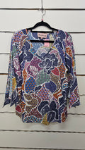 Tantrum Multi Colour 3/4 Sleeve Top with Bell Cuff and Split - 10