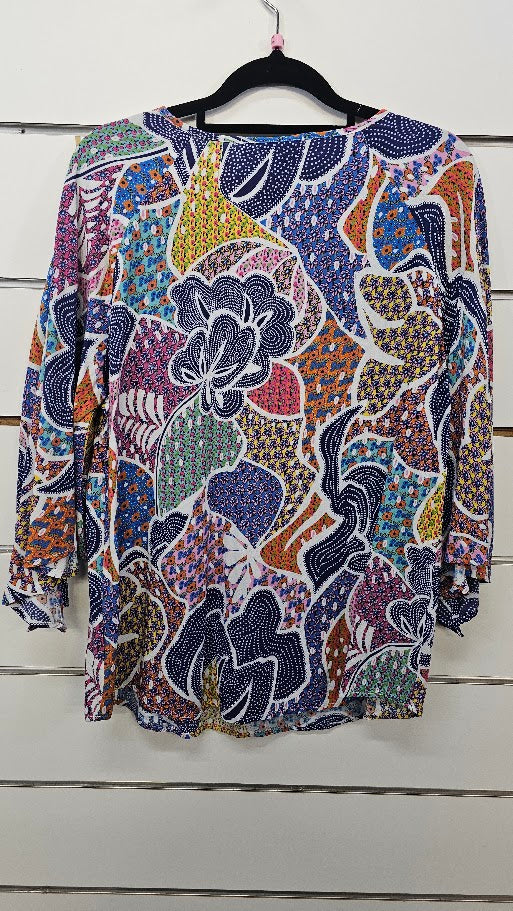 Tantrum Multi Colour 3/4 Sleeve Top with Bell Cuff and Split - 10