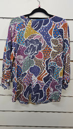 Tantrum Multi Colour 3/4 Sleeve Top with Bell Cuff and Split - 10