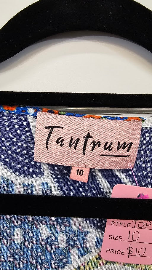 Tantrum Multi Colour 3/4 Sleeve Top with Bell Cuff and Split - 10