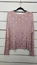 Whistle Pink Rose Gold Dots Knit Jumper - S